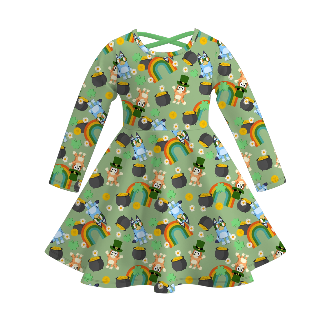 (Pre Order)Girls St.Patrick's Day Shamrock Print Dress