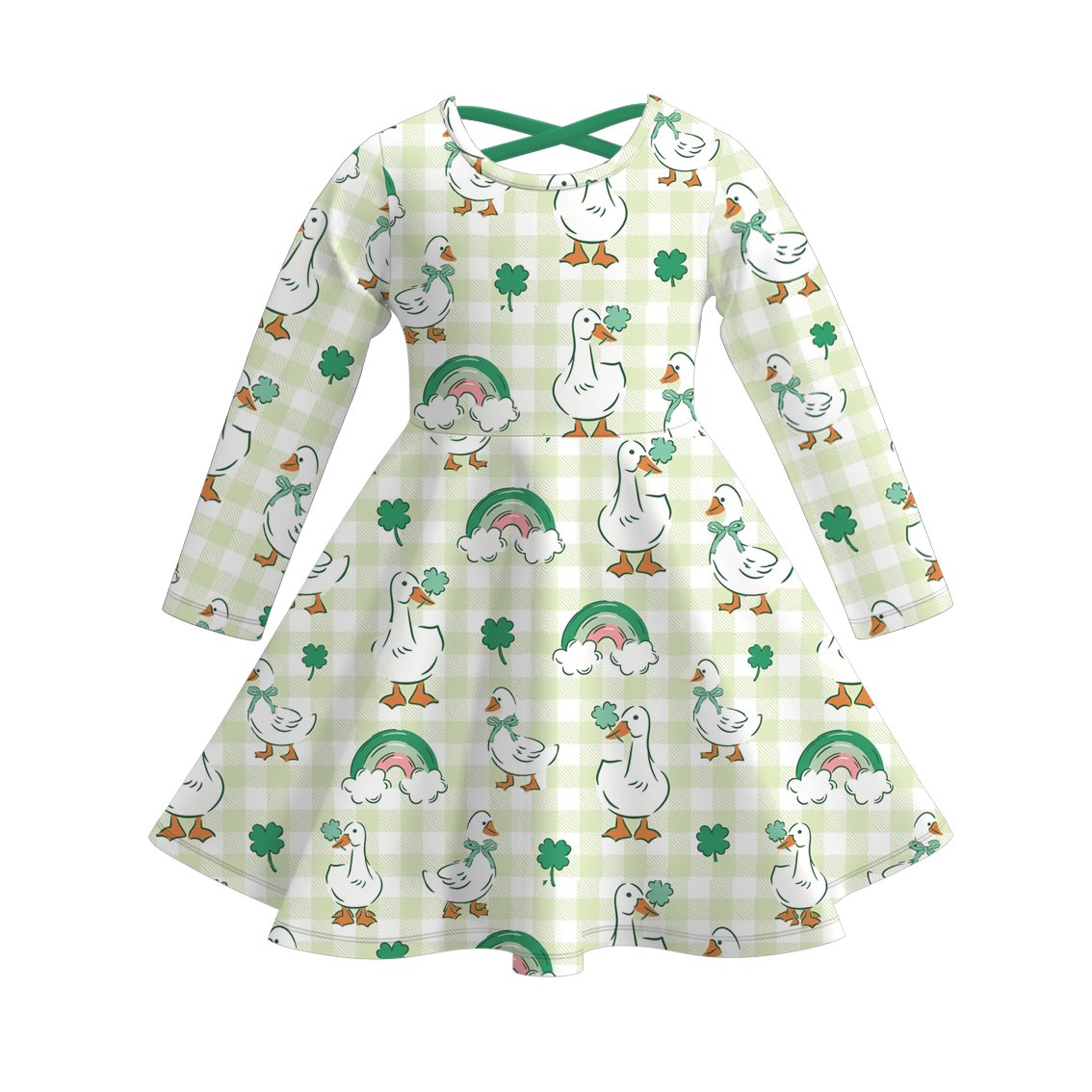 (Pre Order)Girls St.Patrick's Day Shamrock Print Dress