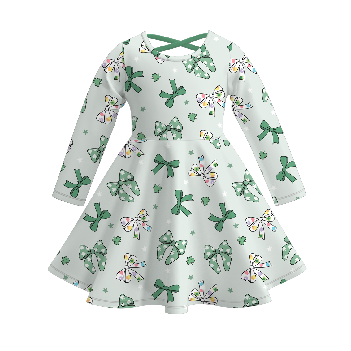 (Pre Order)Girls St.Patrick's Day Shamrock Print Dress