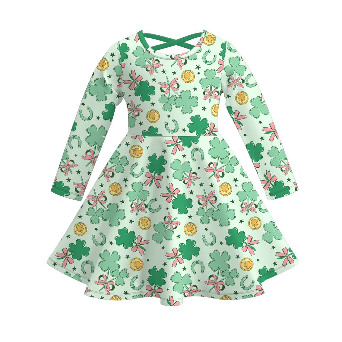 (Pre Order)Girls St.Patrick's Day Shamrock Print Dress