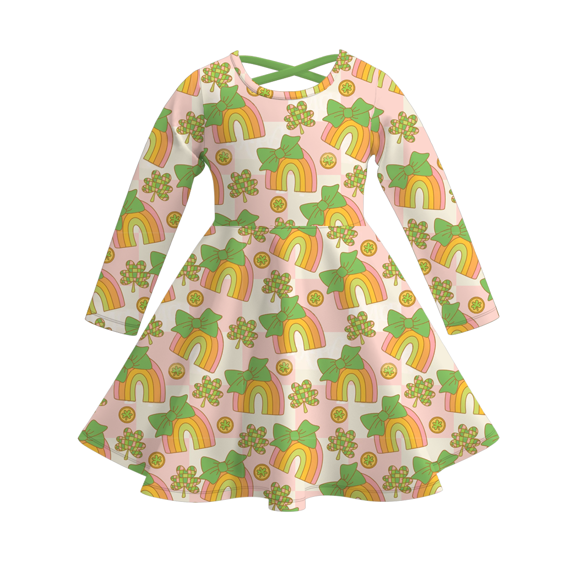 (Pre Order)Girls St.Patrick's Day Shamrock Print Dress