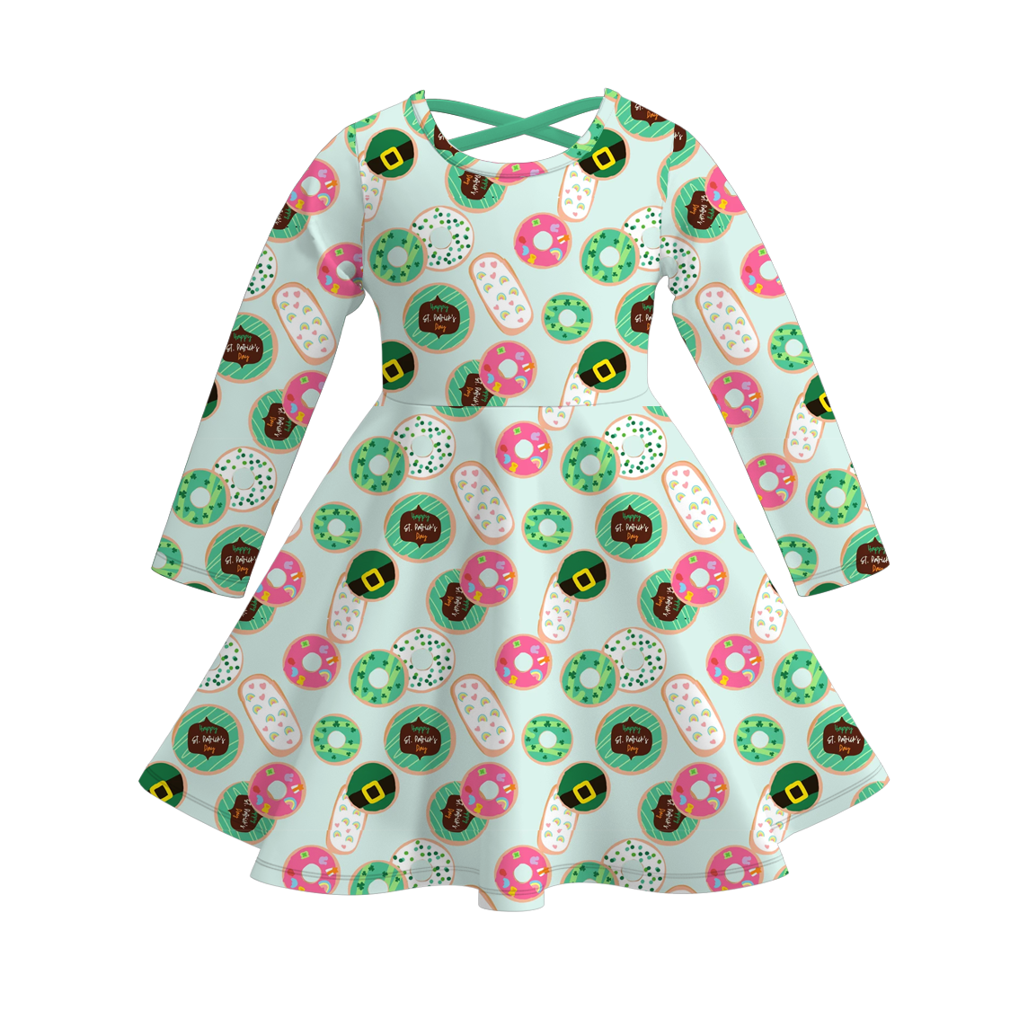 (Pre Order)Girls St.Patrick's Day Shamrock Print Dress