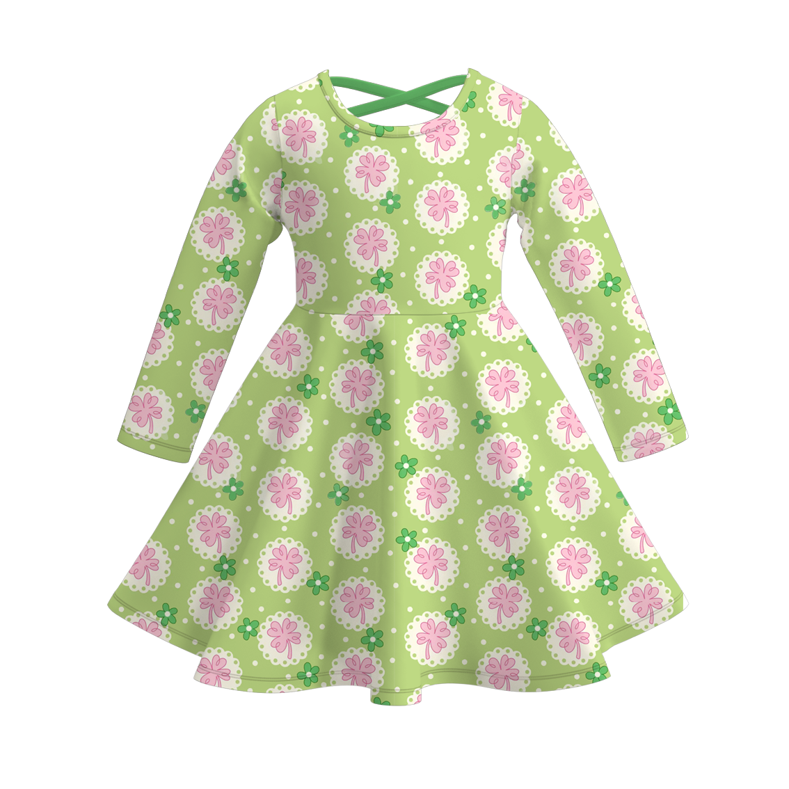 (Pre Order)Girls St.Patrick's Day Shamrock Print Dress