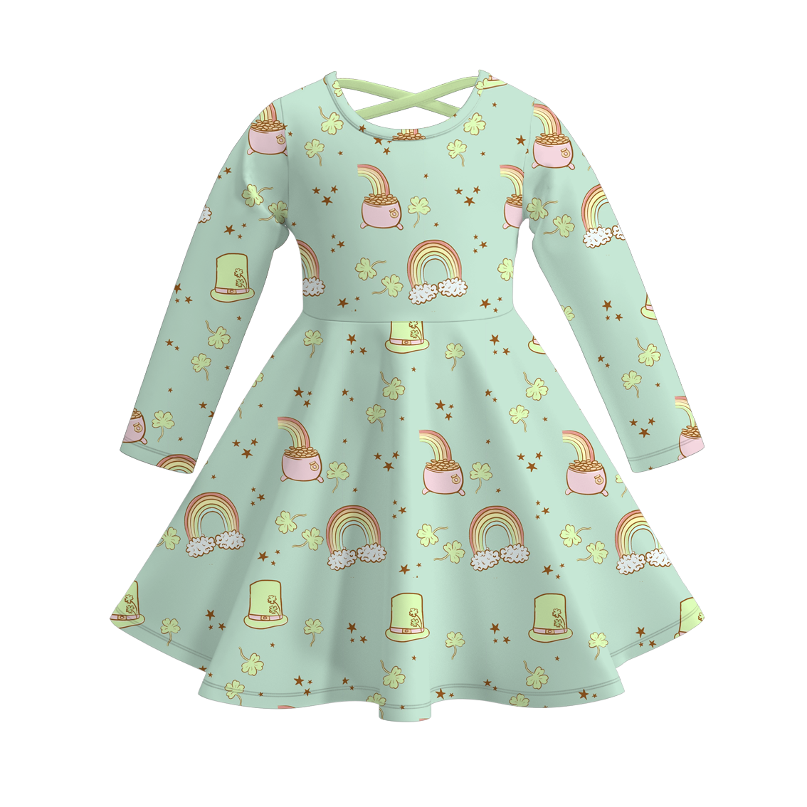 (Pre Order)Girls St.Patrick's Day Shamrock Print Dress