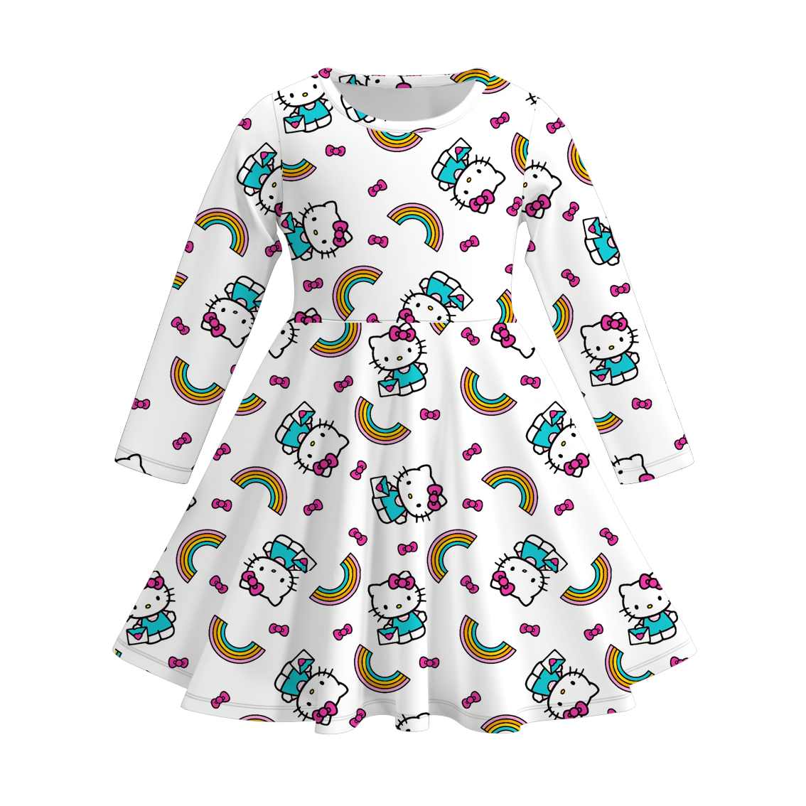 (Pre Order)Girls Cute Cartoon Character Print Dress