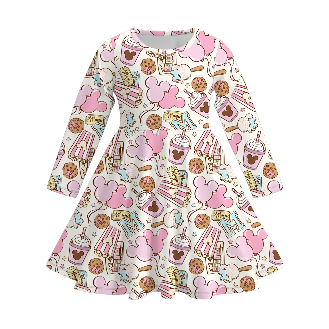 (Pre Order)Girls Cute Cartoon Character Print Dress