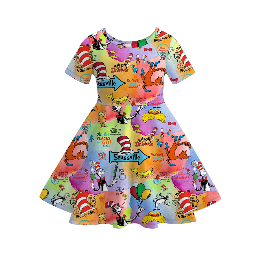 (Pre Order)Girls Spring and Summer DR SEUSS Print Dress