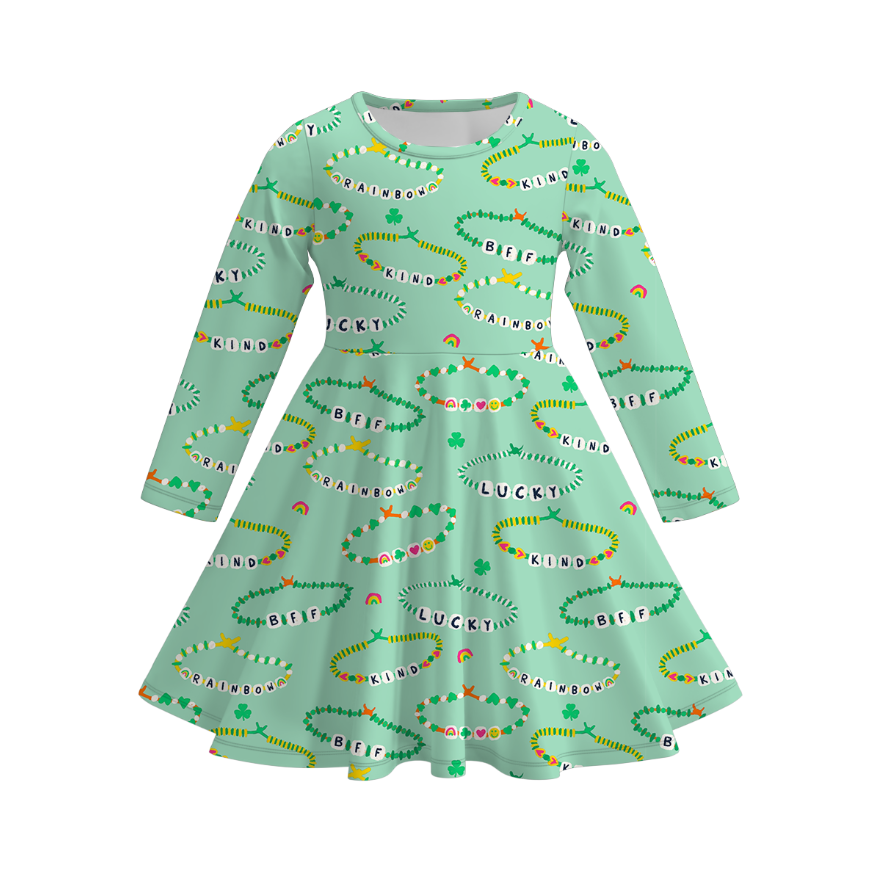 (Pre Order)Girls St.Patrick's Day Shamrock Print Dress