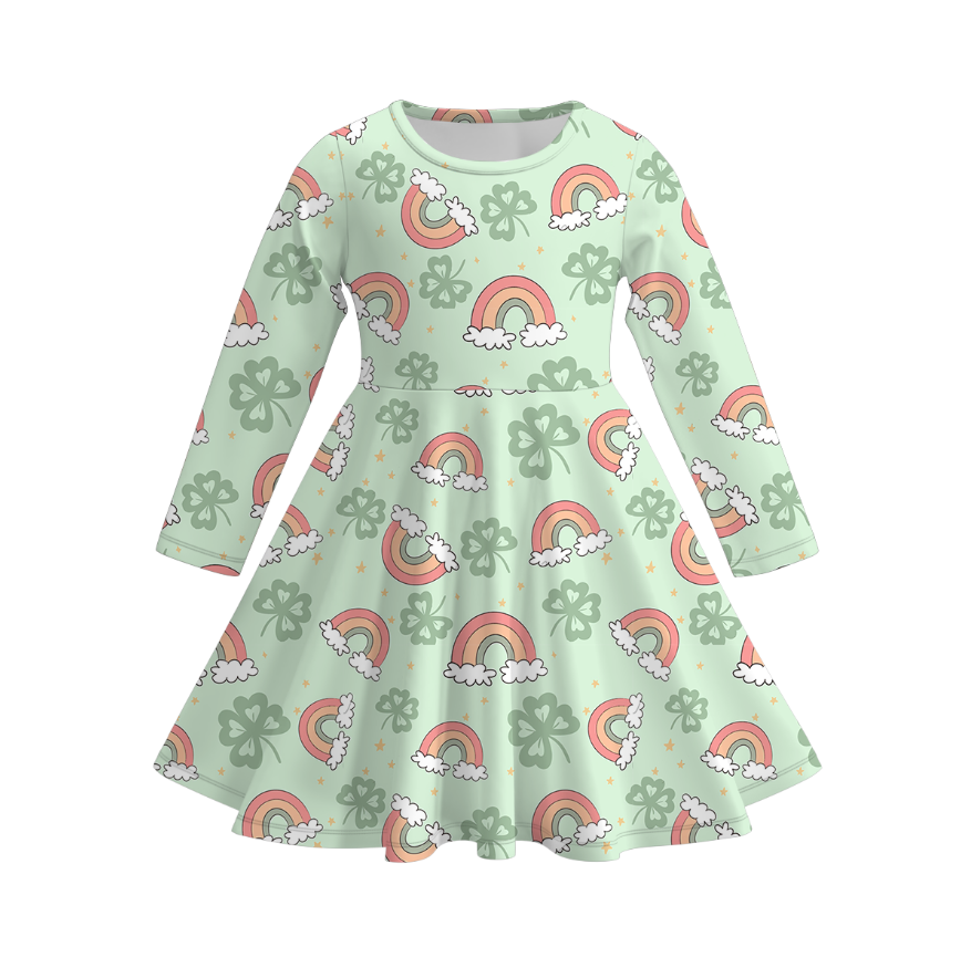 (Pre Order)Girls St.Patrick's Day Shamrock Print Dress