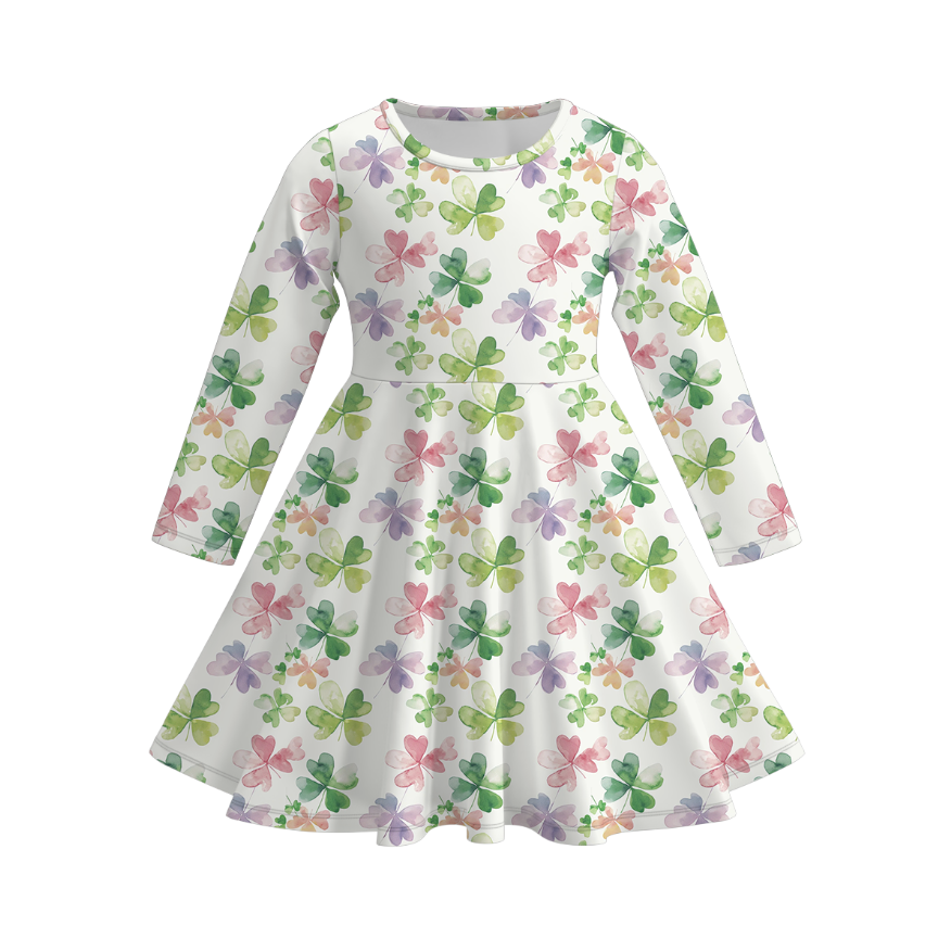 (Pre Order)Girls St.Patrick's Day Shamrock Print Dress