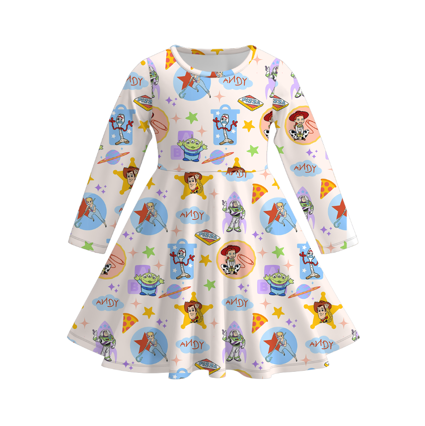 (Pre Order)Girls Cute Cartoon Character Print Dress