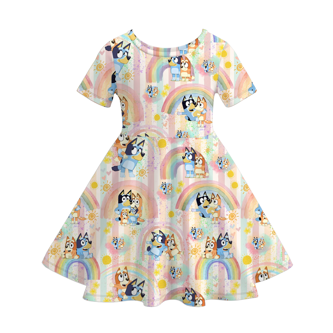 (Pre Order)Girls Spring and Summer Cartoon Character Print Dress