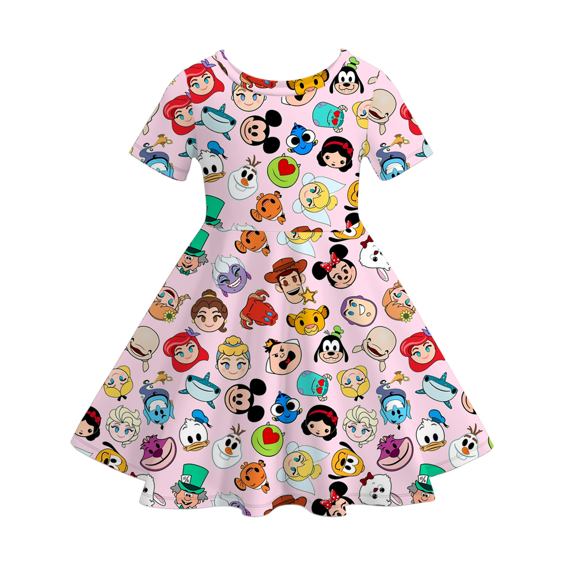 (Pre Order)Girls Spring and Summer Cartoon Character Print Dress