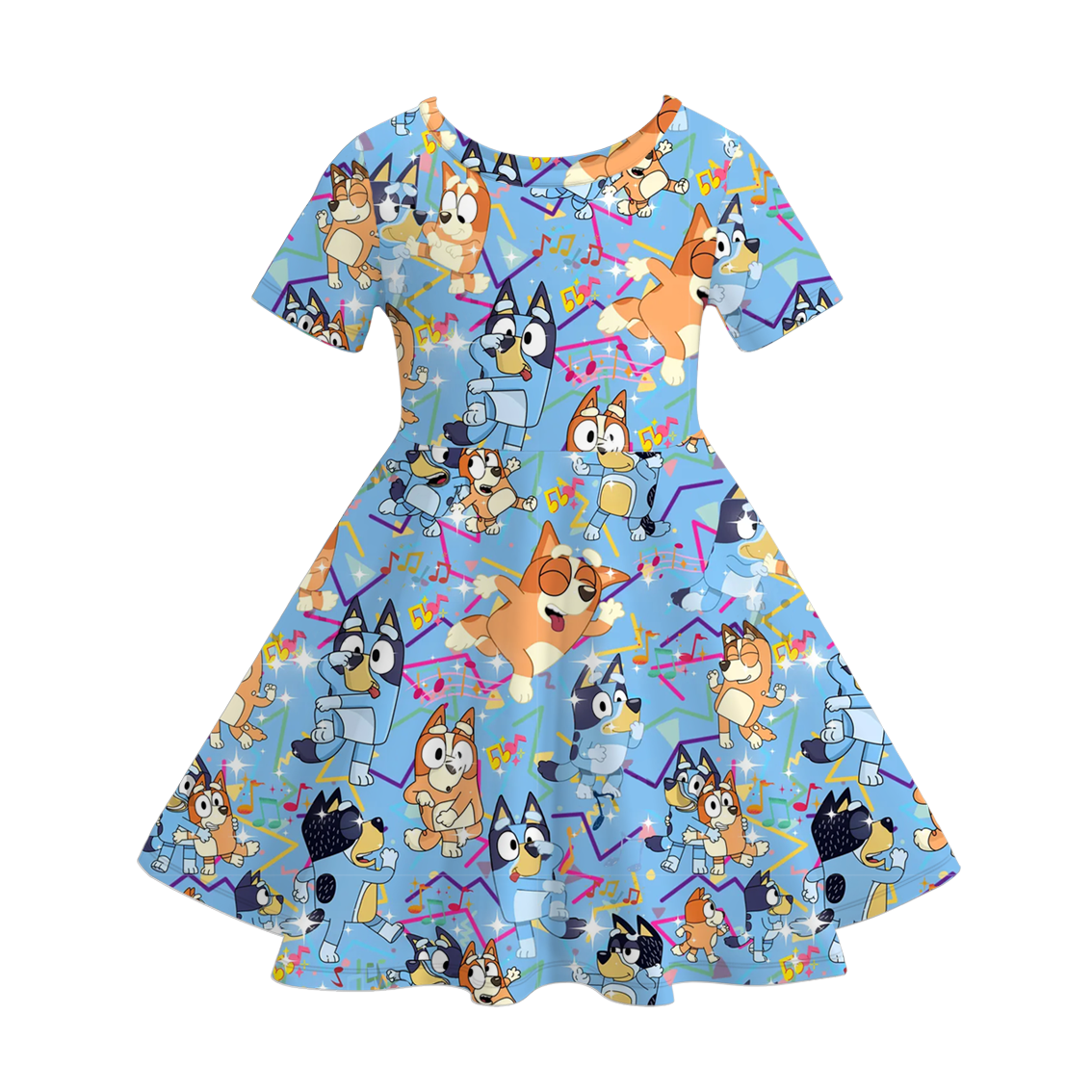 (Pre Order)Girls Spring and Summer Cartoon Character Print Dress