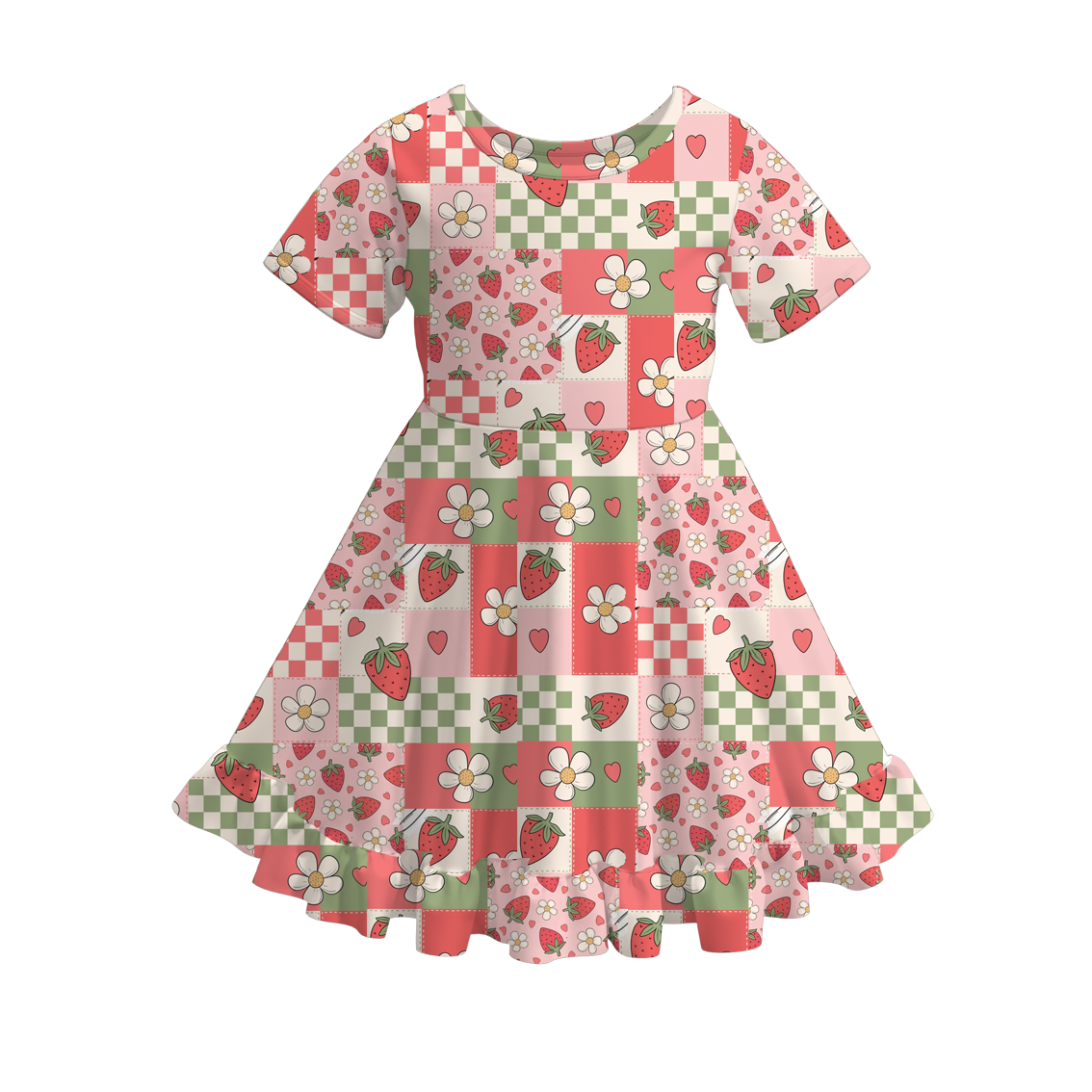 (Pre Order)Girls Spring and Summer Strawberry Print Dress