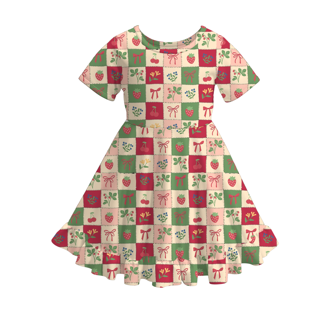 (Pre Order)Girls Spring and Summer Strawberry Print Dress