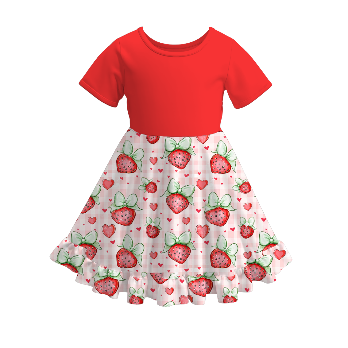 (Pre Order)Girls Spring and Summer Strawberry Print Dress