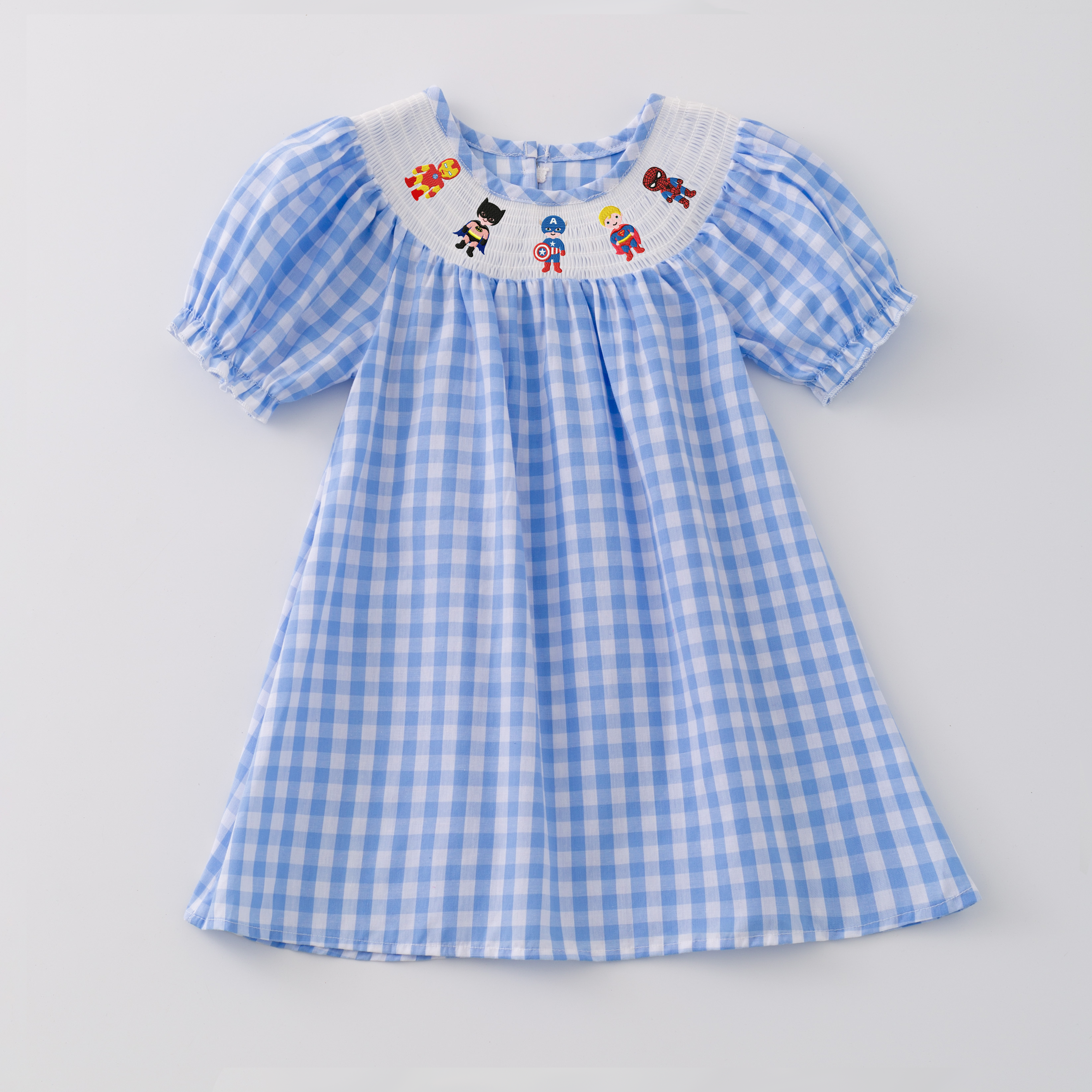 (Pre Order)Girls and Boys Spring Cartoon Character Embroidery Smocked Dress Romper Outfit