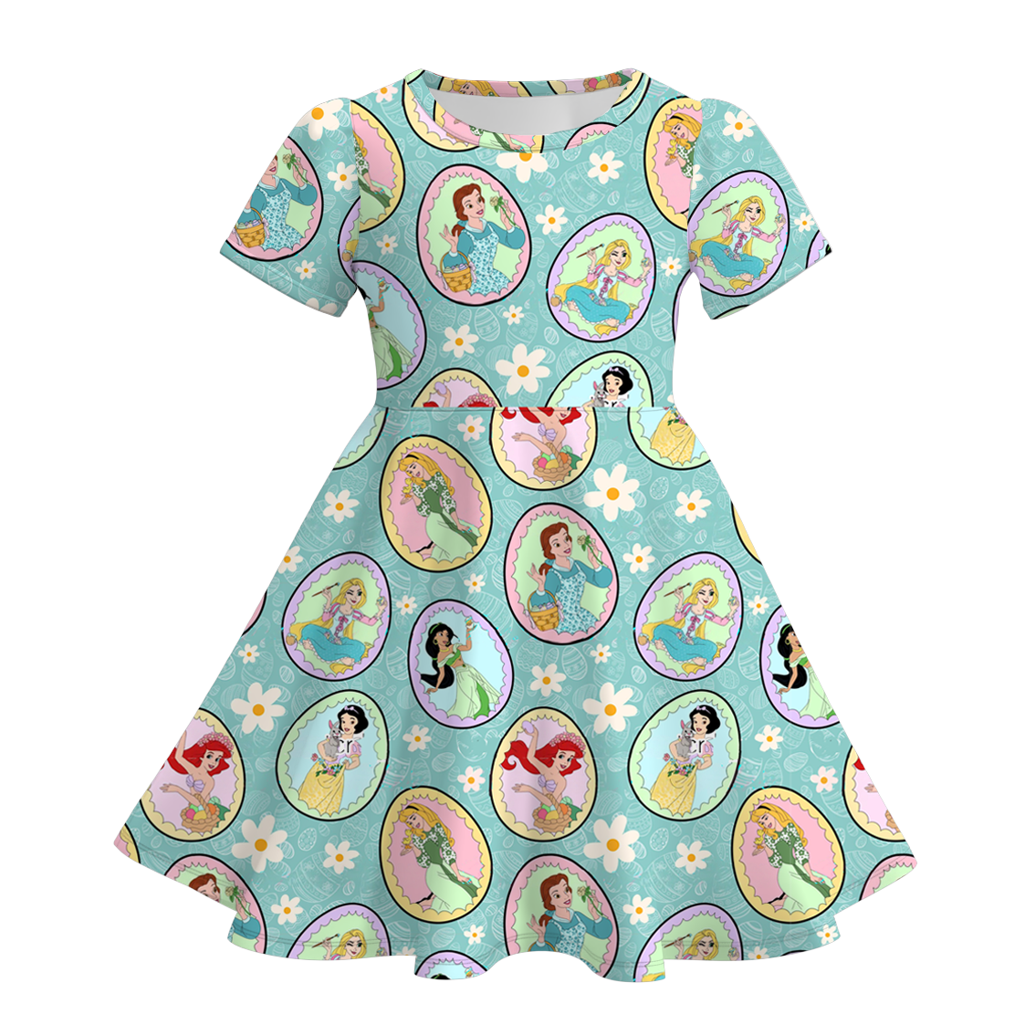 (Pre Order)Girls Spring and Summer Chick&Easter Bunny Print Dress