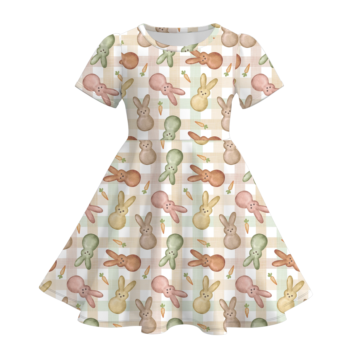 (Pre Order)Girls Spring and Summer Chick&Easter Bunny Print Dress