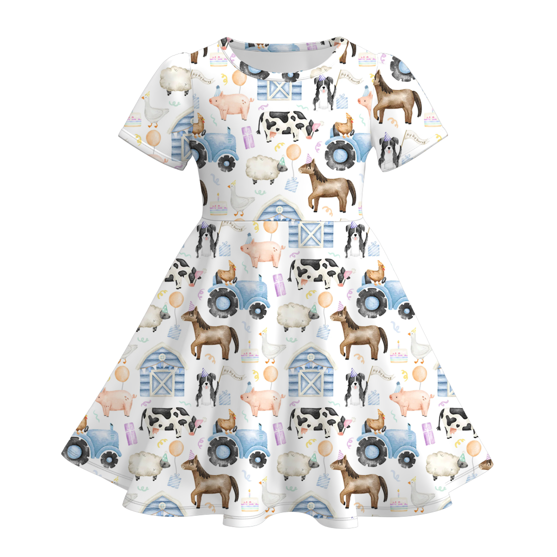 (Pre Order)Girls Spring and Summer Farm Print Dress