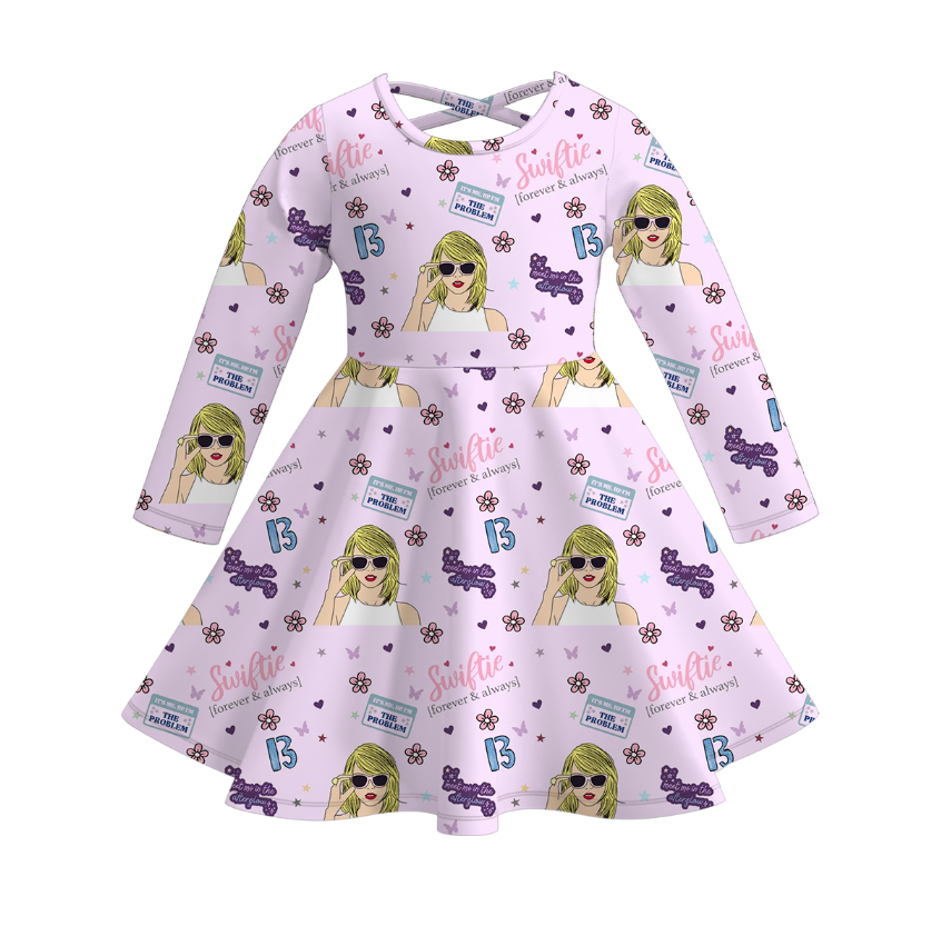 (Pre Order)Girls Spring and Summer TS Print Dress