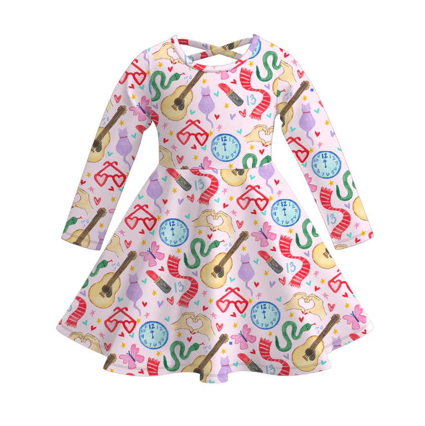 (Pre Order)Girls Spring and Summer TS Print Dress