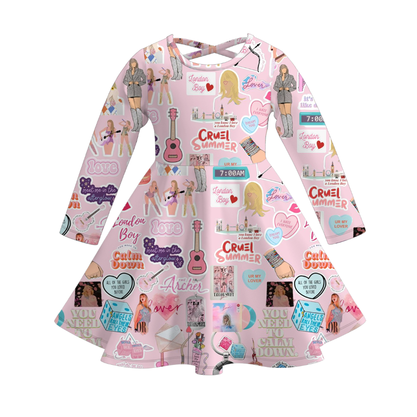 (Pre Order)Girls Spring and Summer TS Print Dress