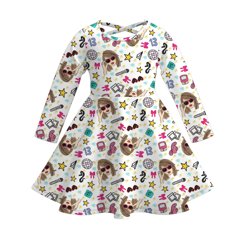 (Pre Order)Girls Spring and Summer TS Print Dress