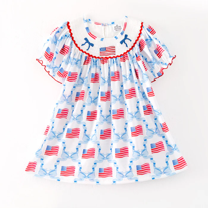 (Pre Order,Prepack Zone)Family Patriotic Embroidery Dress&Romper(Mix Size)