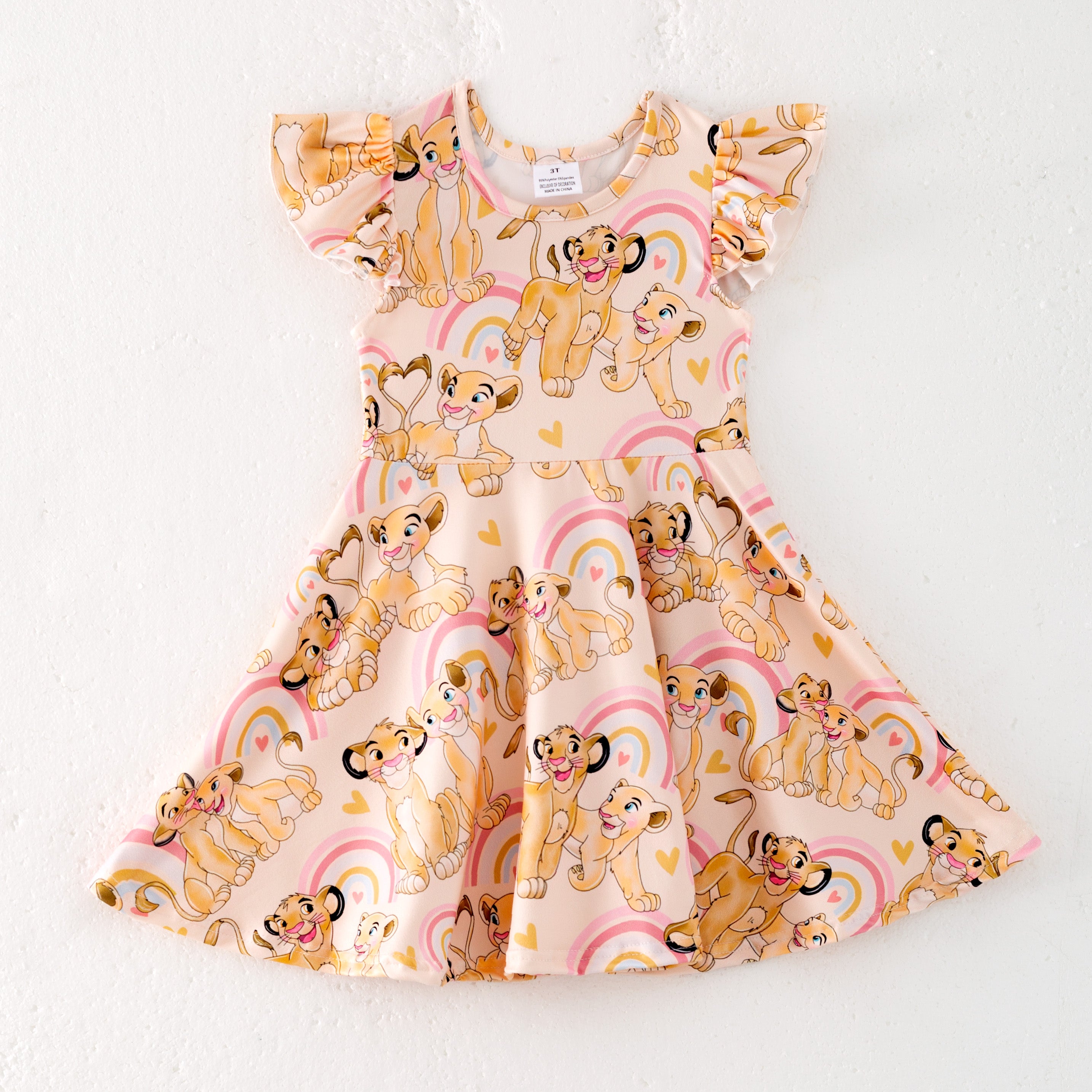 (Pre Order,Prepack Zone)Girls Spring&Summer Lion Print Dress(Mix Size)