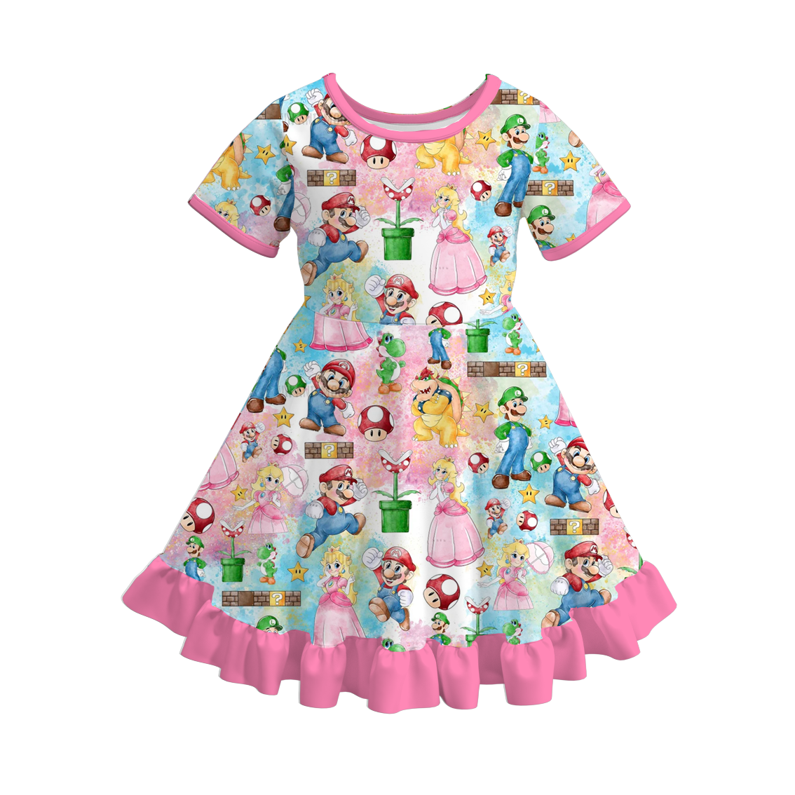 (Pre Order)Girls Spring and Summer Cartoon Print Dress