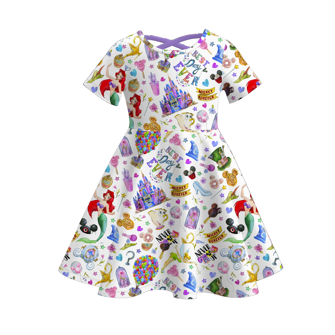 (Pre Order)Girls Spring and Summer Cartoon Character Print Dress