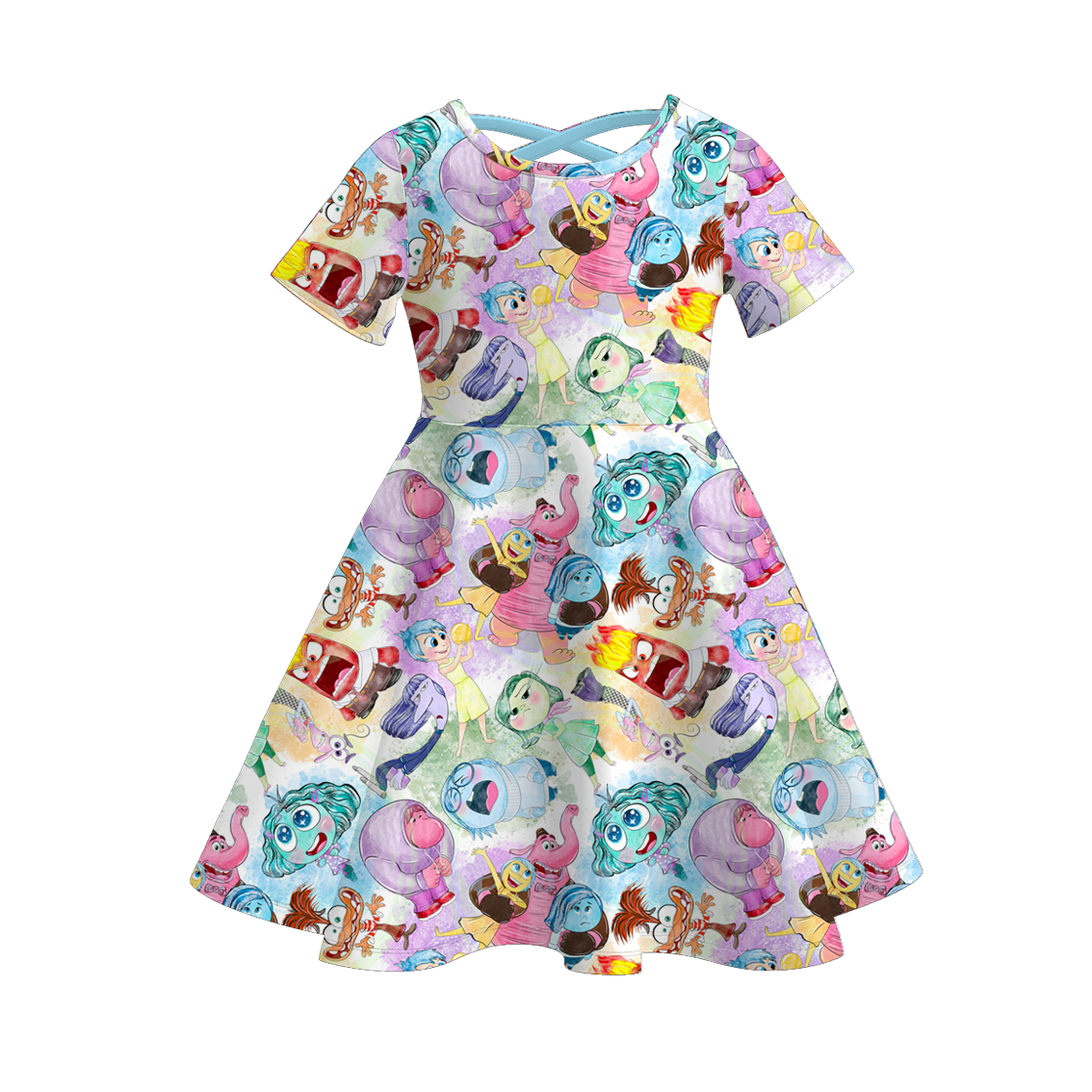 (Pre Order)Girls Spring and Summer Cartoon Character Print Dress