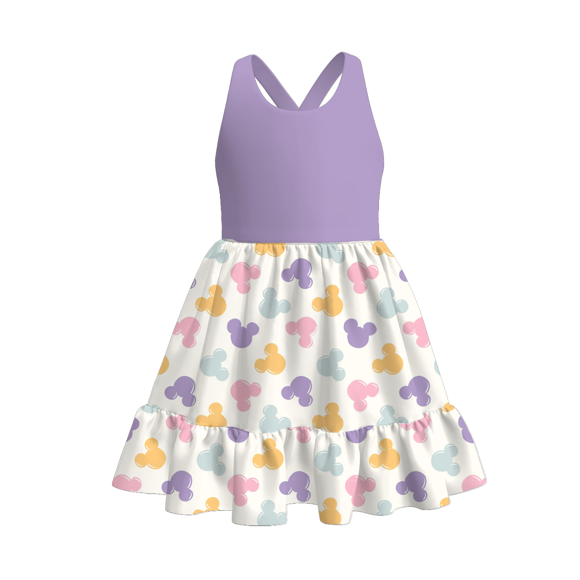 (Pre Order)Girls Spring and Summer Cartoon Character Print Sleeveless Dress