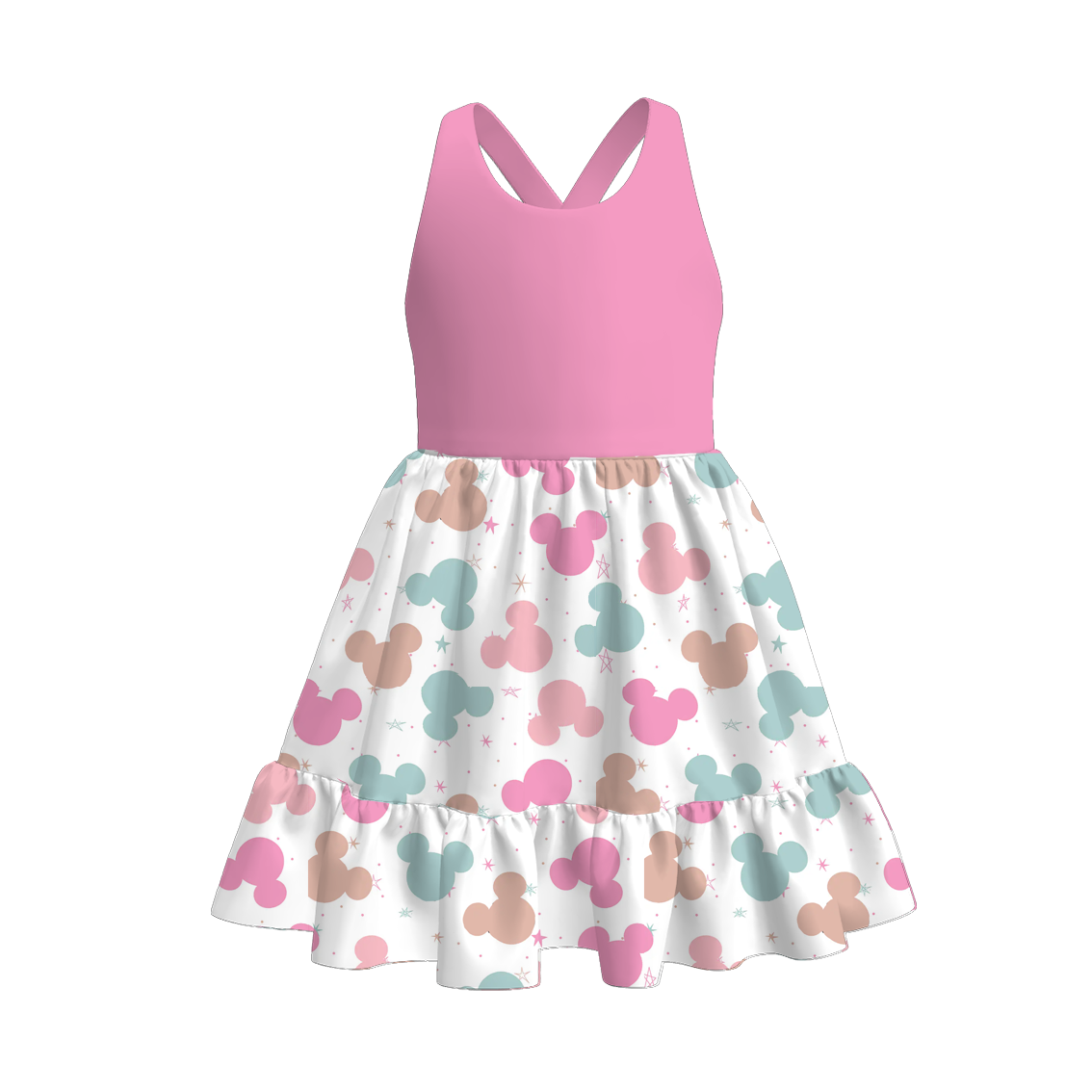 (Pre Order)Girls Spring and Summer Cartoon Character Print Sleeveless Dress