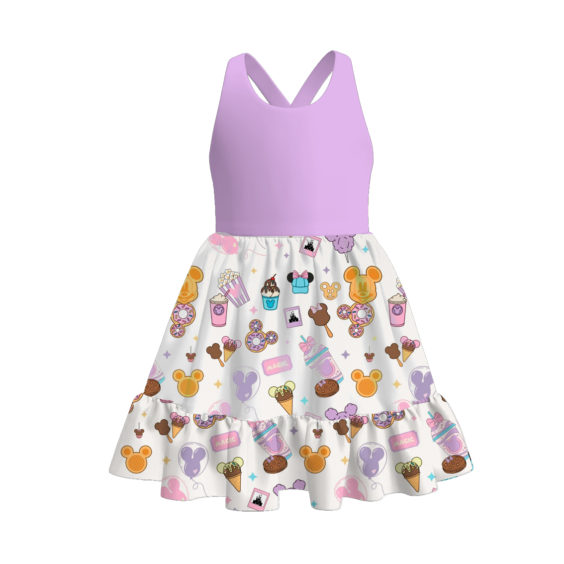 (Pre Order)Girls Spring and Summer Cartoon Character Print Sleeveless Dress