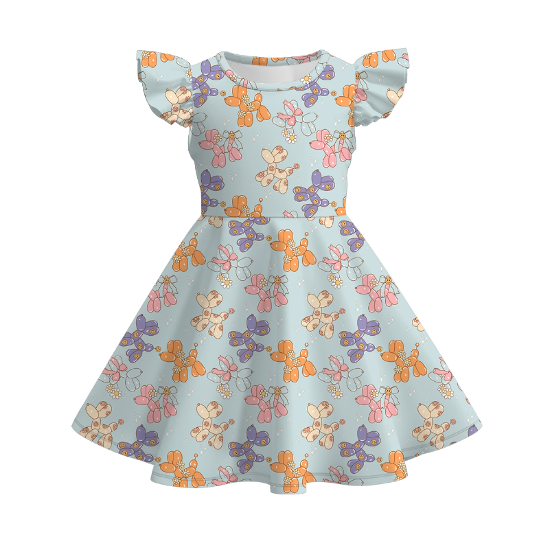 (Pre Order)Girls Spring and Summer Birthday Print Dress