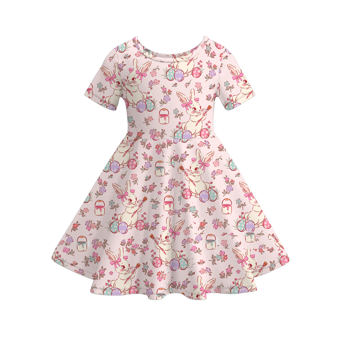(Pre Order)Girls Easter Bunny Print Dress