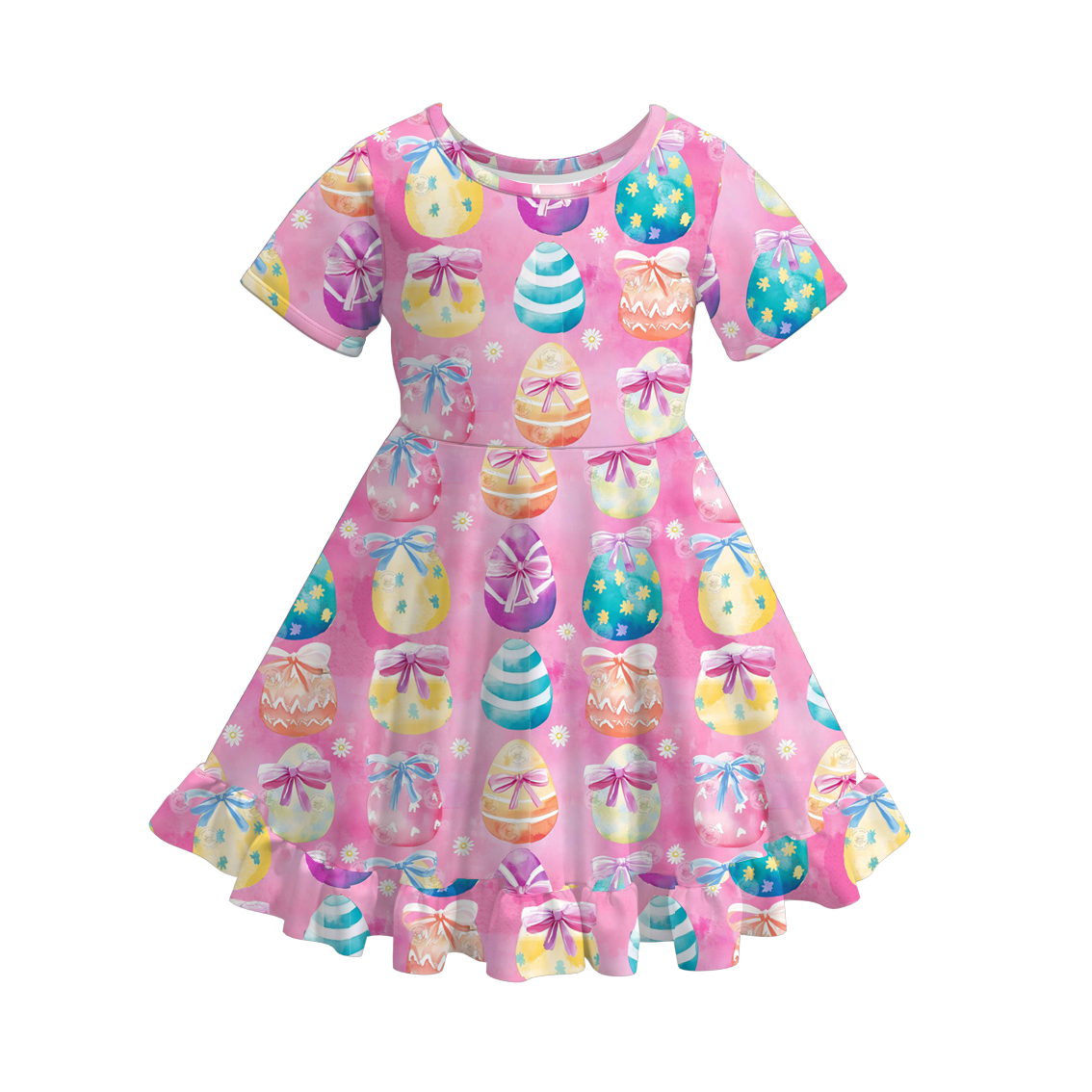 (Pre Order)Girls Easter Bunny Print Lace Dress