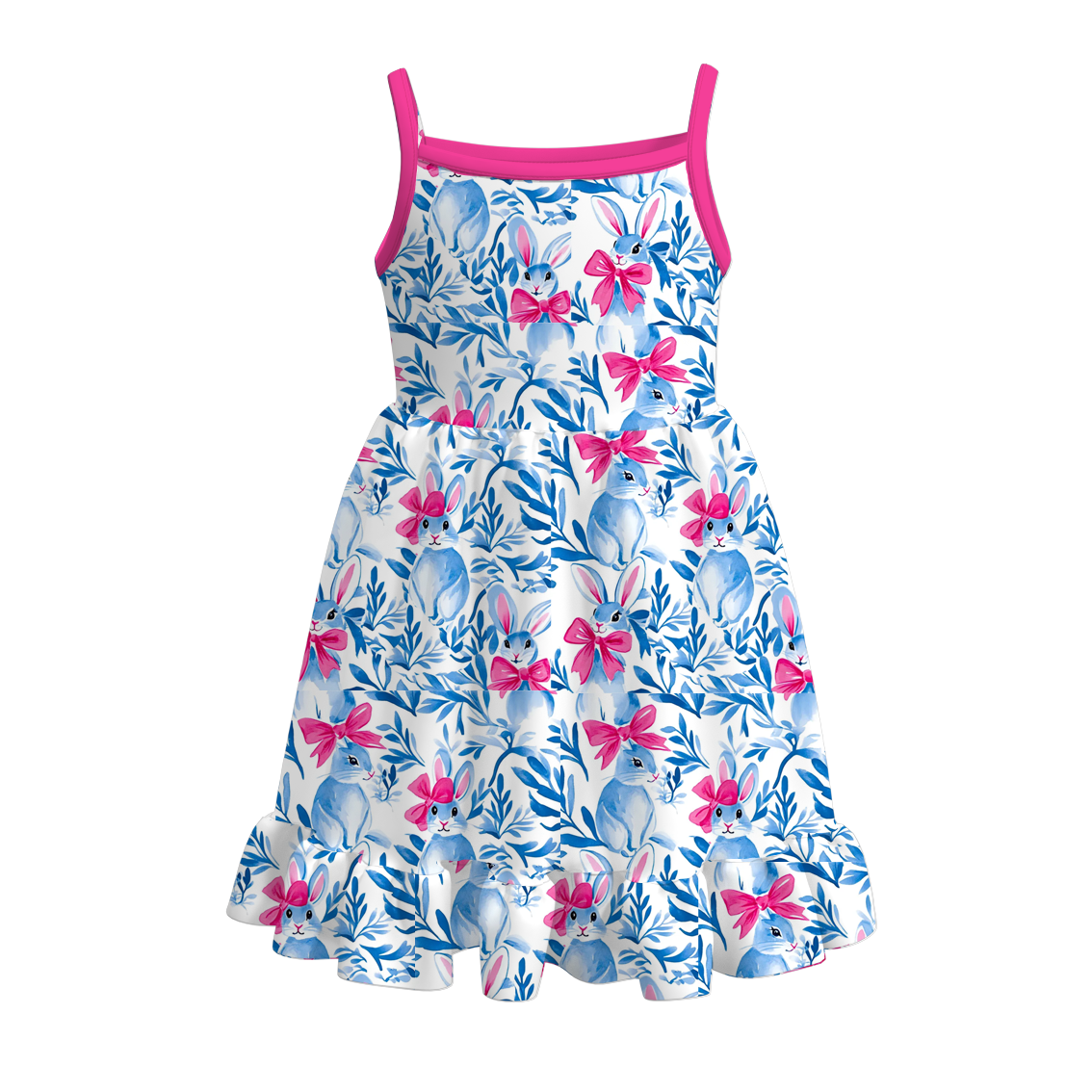 (Pre Order)Girls Easter Bunny Print Slip Dress