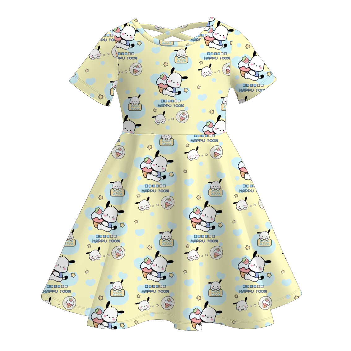 (Pre Order)Girls Spring and Summer Cartoon Print Twirl Dress