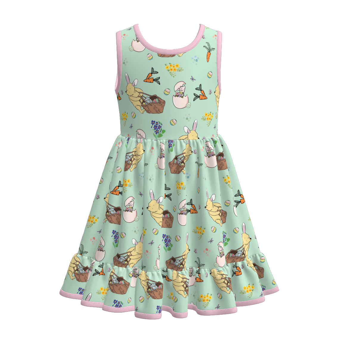 (Pre Order)Girls Spring and Summer Cartoon Print Dress