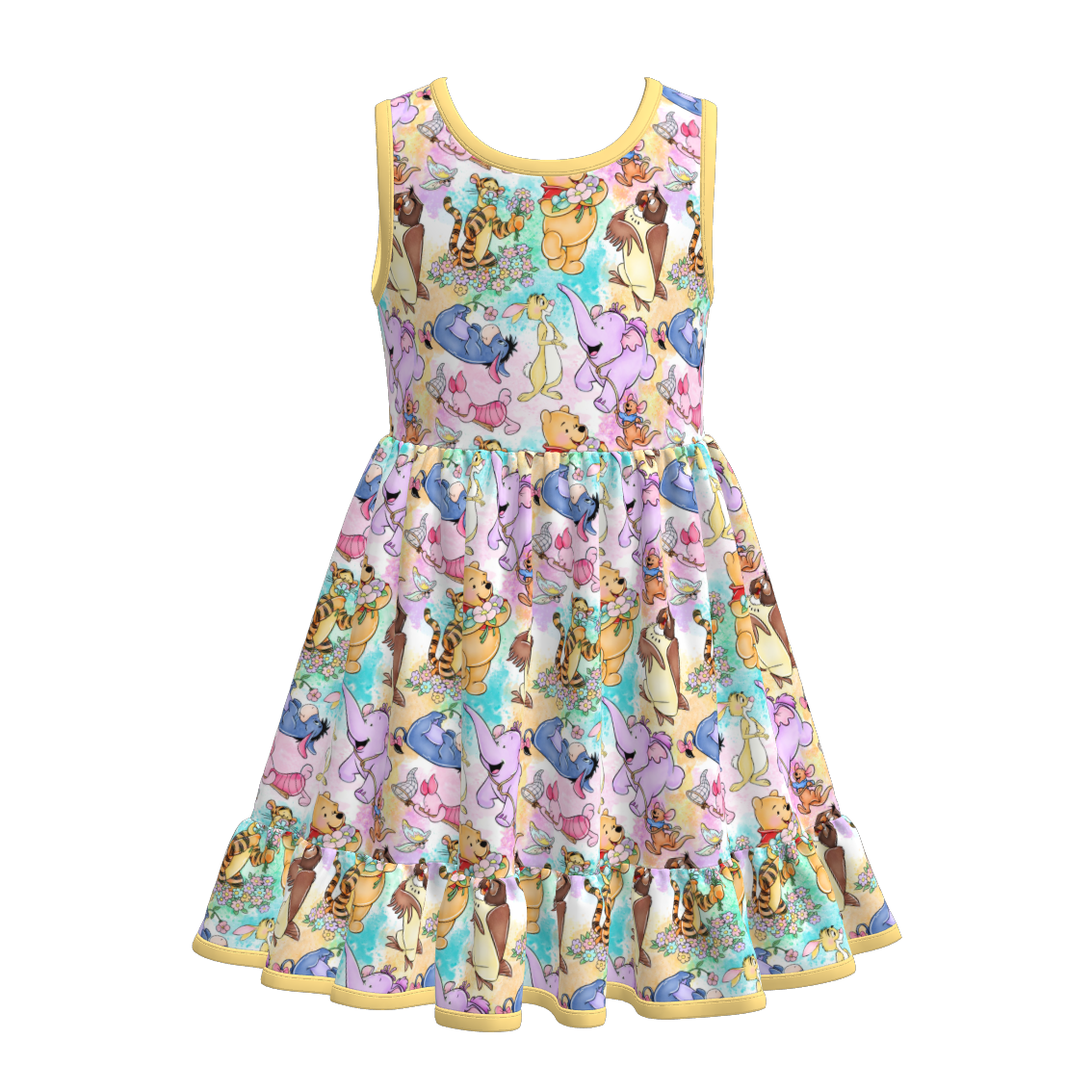(Pre Order)Girls Spring and Summer Cartoon Print Dress