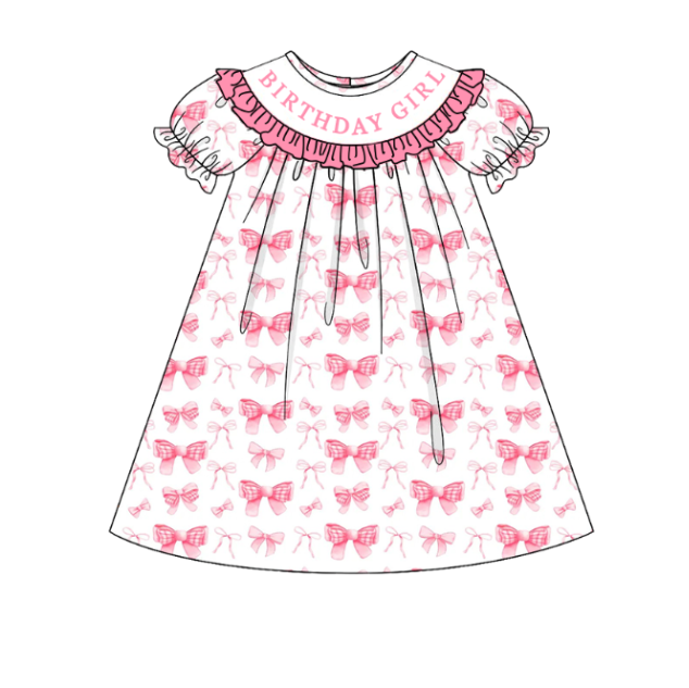 (Pre Order)Sisters Spring and Summer BIRTHDAY GIRL Embroidery Smocked Dress&Romper