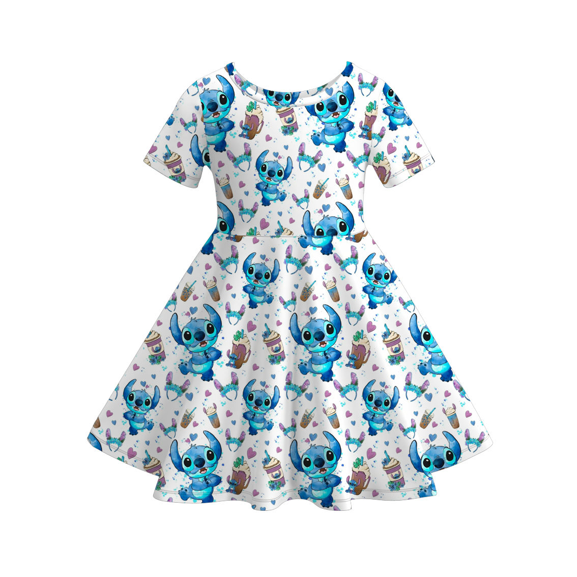 (Pre Order)Girls Spring and Summer Cartoon Print Dress