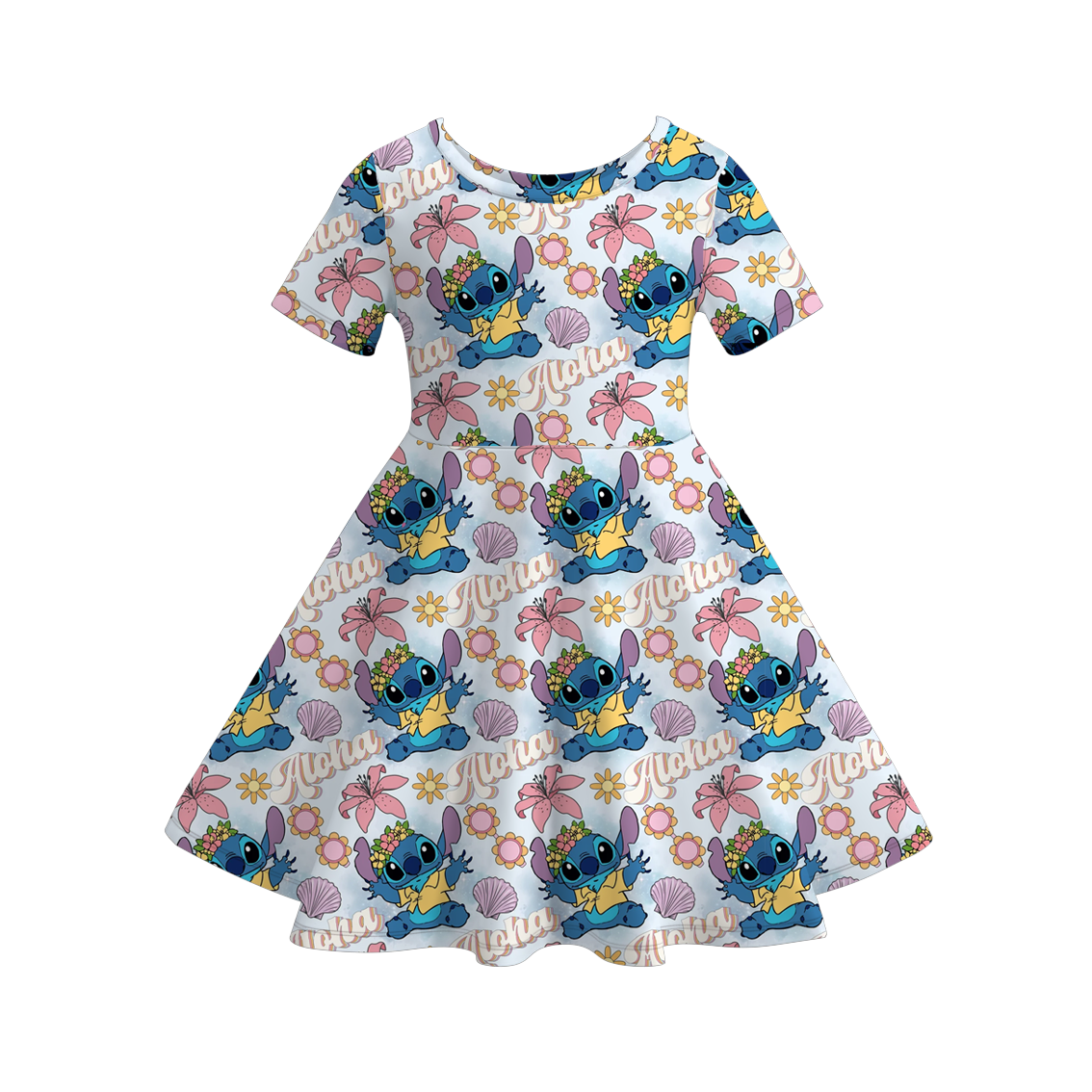 (Pre Order)Girls Spring and Summer Cartoon Print Dress