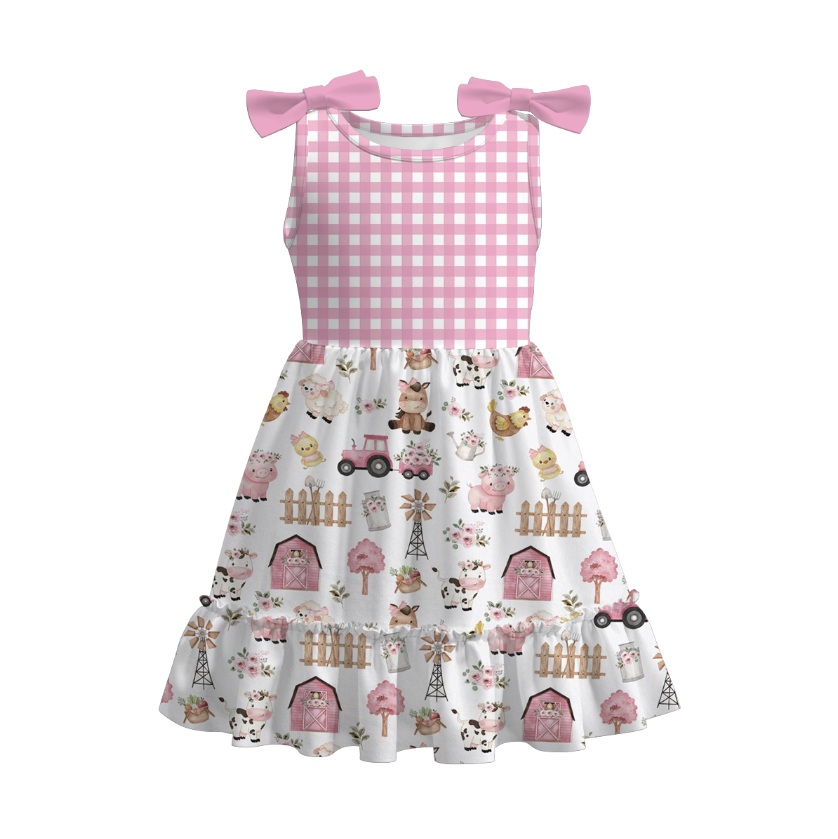 (Pre Order)Girls Spring and Summer Farm&Puppy Print Dress