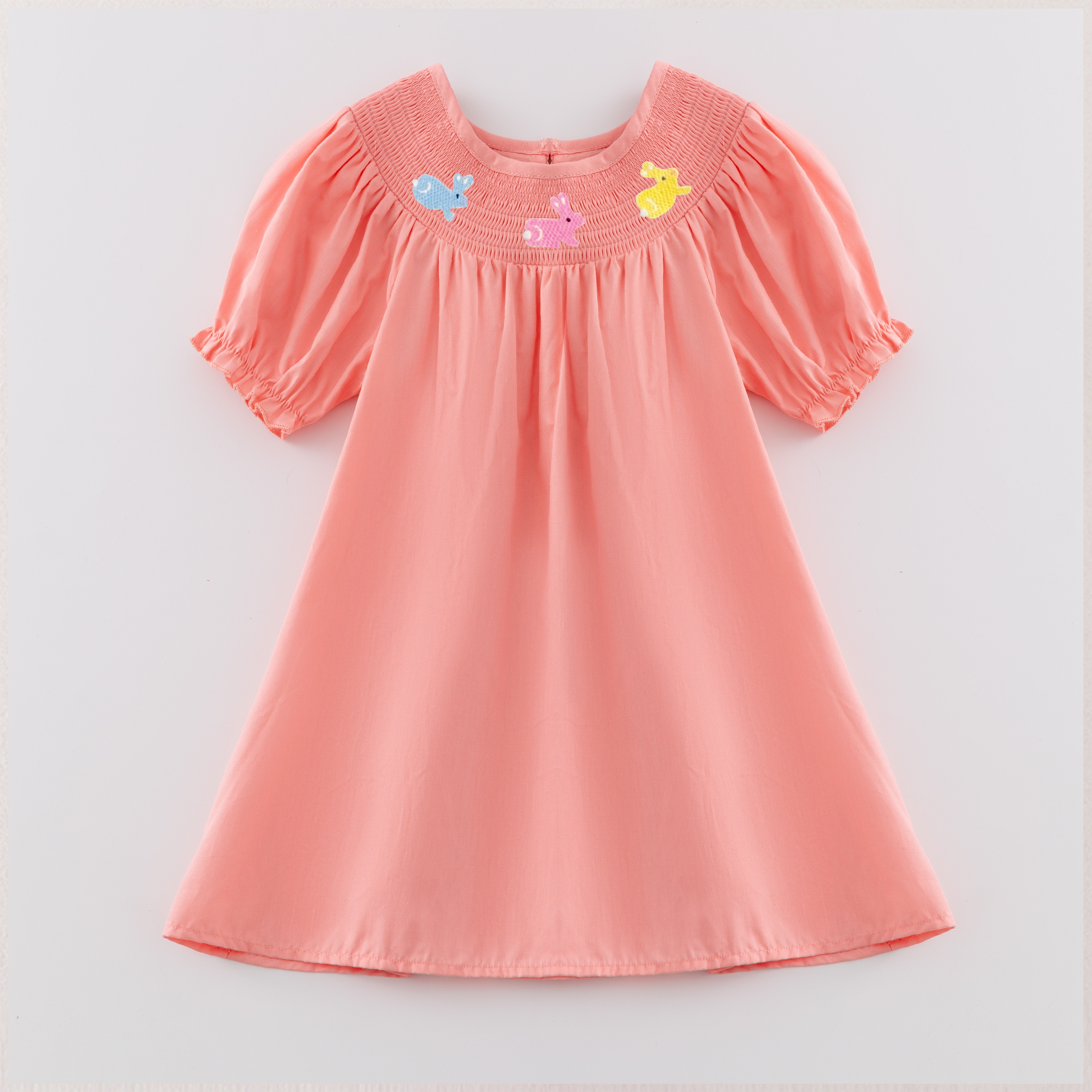 (Pre Order)Sisters Easter Bunny Embroidery Smocked Dress and Romper