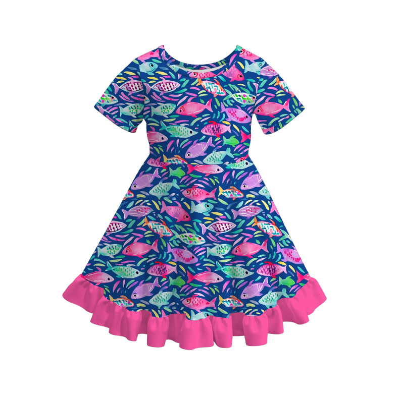 (Pre Order)Girls Summer Seaside Print Dress
